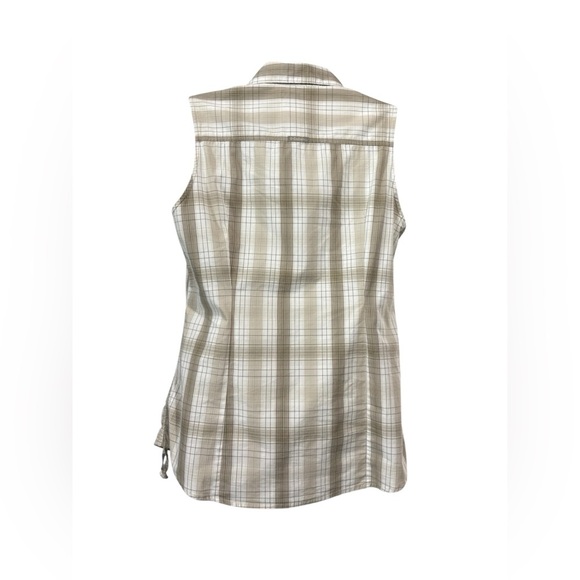 NEW, Columbia Sportswear, Sleeveless Button-Down Plaid Shirt, Size M, Beige - Picture 6 of 9